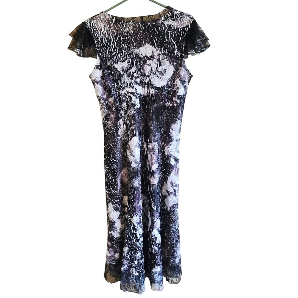 Lindi Crinkle rose lace edged midi dress size large dark fairy whimsygoth - Picture 2 of 7